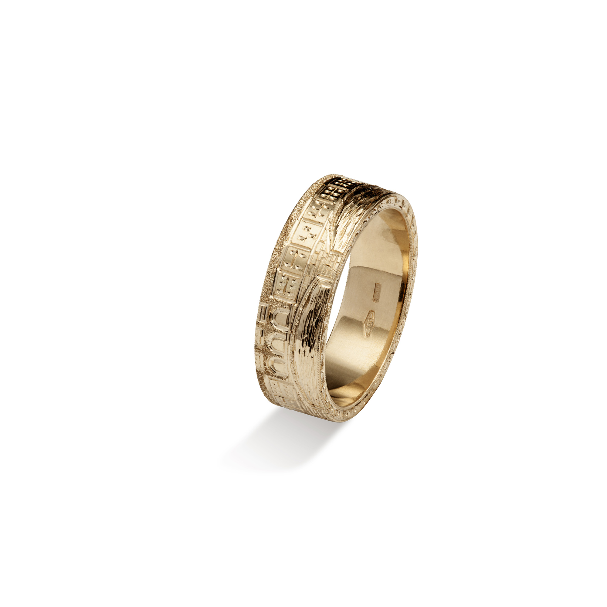Fratelli Piccini Ponte Vecchio gold engraved ring